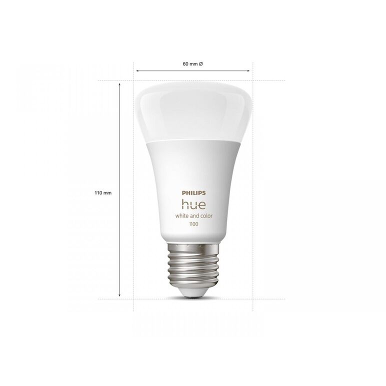 Pachet 2 becuri led rgb inteligente philips hue a60, bluetooth, e27, 9w (75w), 1100 lm, lumina alba si color (2000-6500k) + consola hue bridge + intrerupator cu variator,  Becuri si Tuburi LED | electropc.ro