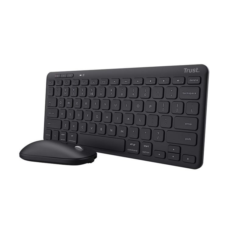 Trust kit wireless keyboard+mouse lyra, mouse optic, rezolutie maxima 1200 dpi, conectivitate wireless, intefata usb-c, usb-a, negru,  Kit mouse tastatura | electropc.ro