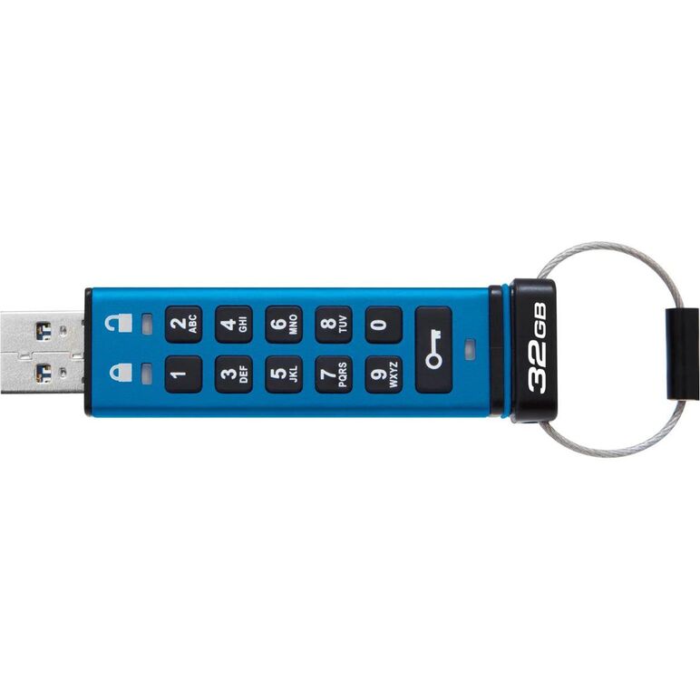 Usb flash drive kingston 32gb ironkey keypad 200, usb 3.2 gen1, fips 140-3 lvl 3 (pending) aes-256 encrypted,  Memorii USB | electropc.ro