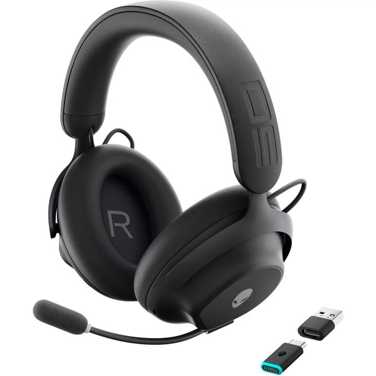 Alienware pro wireless gaming headset, connectivity technology: wired/wireless, wireless technology: bluetooth, wireless operating distance: 30m, bluetooth standard: bluetooth 5.3, impedance: 32 ohm, features: 50mm graphene-coated drivers, 2-mic ai noise ,  Casti audio | electropc.ro