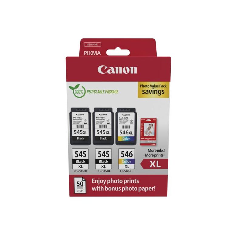 Canon pachet cartuse cearneala pg-545xl x2 /cl-546xl multipack, capacitate negru: 2 x 400 pagini/13ml, color: 300 pagini / 15ml, compatibil cu: pixma 2550s, pixma ip2850, pixma mg2450, pixma mg2550, pixma mg2950, pixma mg3050, pixma mg3051, pixma mg3052, ,  Cartuse cerneala | electropc.ro