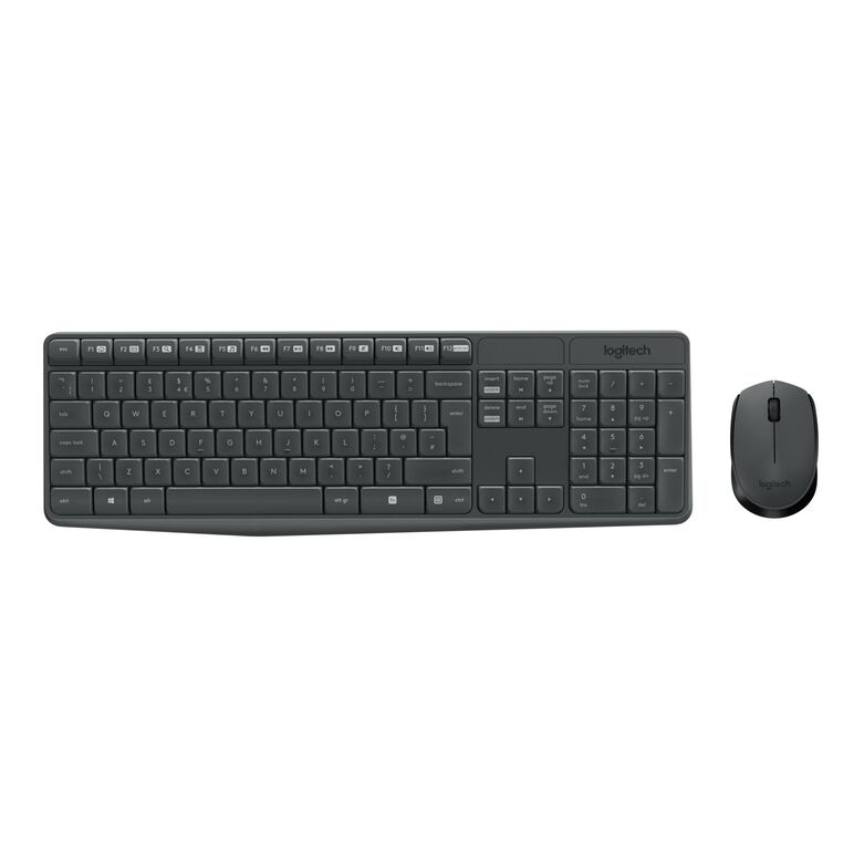 Kit tastatura + mouse wireless logitech mk235, interfata usb, distanta de operare pana la 10m, 100 taste, rezolutie mosue 1000 dpi, gri,  Kit mouse tastatura | electropc.ro