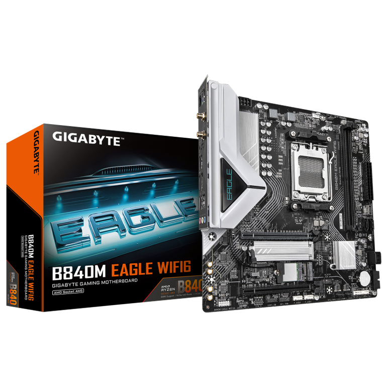 Placa de baza gigabyte b840m eagle wifi6 am5, 2x ddr5, 1x dp 1x hdmi, 1x pcie 4.0 x16 1x pcie 3.0 x16, 2x m.2, 4x sata 6gb/s, matx,  Placi de baza | electropc.ro