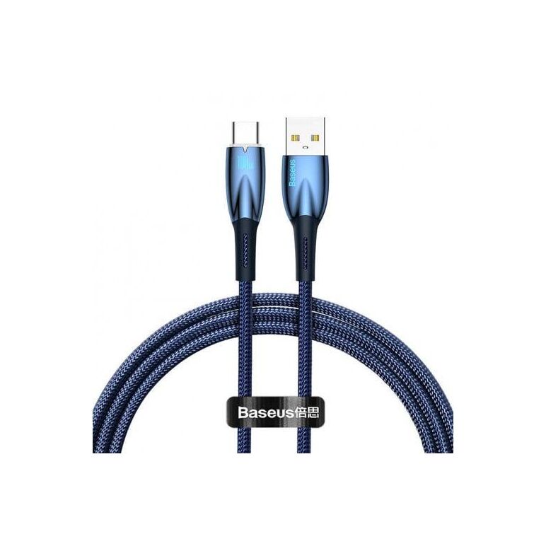Cablu alimentare si date baseus glimmer, fast charging data cable pt.smartphone, usb la usb type-c 100w, 1m, albastru,  Cabluri periferice | electropc.ro
