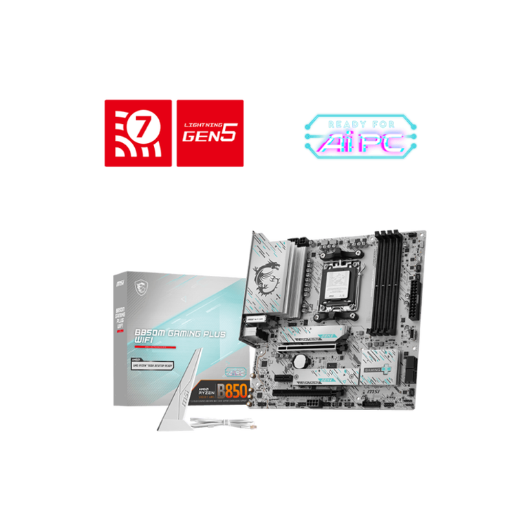 Placa de baza msi b850m gaming plus wifi am5, 4x ddr5, 1x hdmi 1x dp, 2x pcie 5.0 x16 1x pcie 4.0 x1, 2x m,.2, 4x sata 6gb/s, matx,  Placi de baza | electropc.ro