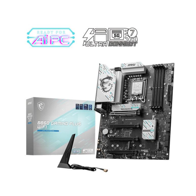 Placa de baza msi b860 gaming plus wifi lga1851, 4x ddr5, 1x hdmi 1x dp 1x type-c dp, 4x pcie x16, 3x m.2, 4x sata 6gb/s, atx,  Placi de baza | electropc.ro