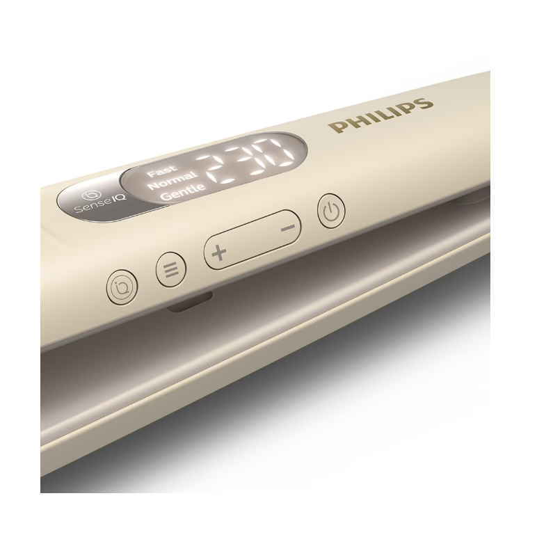 Placa de indreptat parul philips senseiq seria 8000 bhs838/00, senzor senseiq, 230°c, ingrijire ioni, 3 moduri, 14 setari temperatura, varf rece, husa, capac de protectie, champagne, l x a x i (mm) 119x417x145,  Placi de indreptat parul | electropc.ro