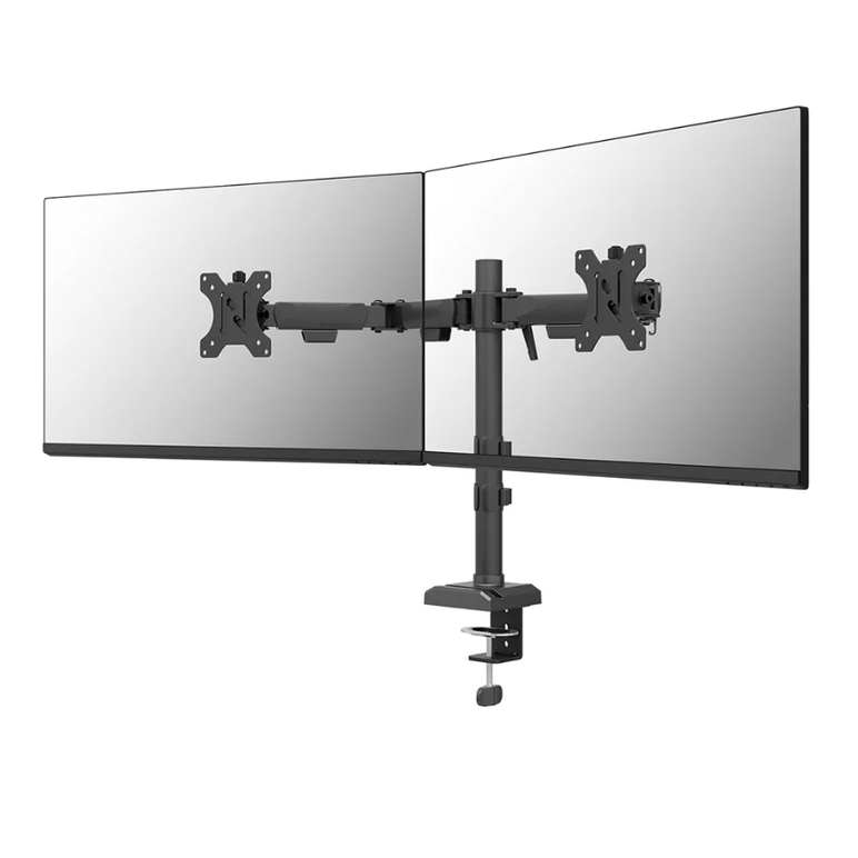 Brat dublu monitor neomounts ds60-600bl2; pentru display-uri cu diagonale 10"-32", sistem de prindere vesa 75x75~100x100, greutate maxima suportata 8 - per ecrankg, full motion, tilt +45°, swivel 90°, rotate 180°, distanta fata de perete 99-459mm; culoare,  Suporturi TV & Monitor | electropc.ro