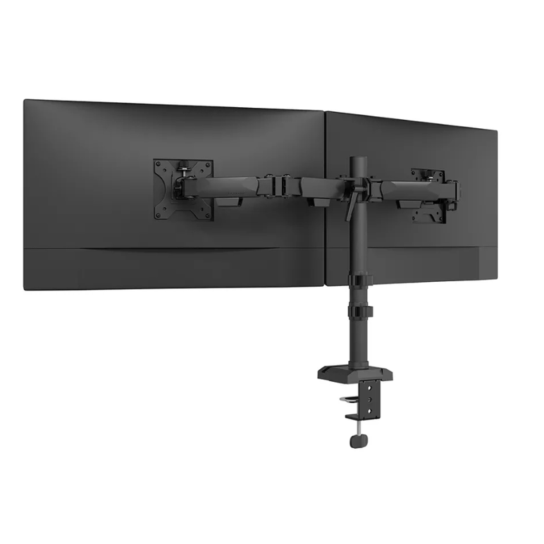 Brat dublu monitor neomounts ds60-600bl2; pentru display-uri cu diagonale 10"-32", sistem de prindere vesa 75x75~100x100, greutate maxima suportata 8 - per ecrankg, full motion, tilt +45°, swivel 90°, rotate 180°, distanta fata de perete 99-459mm; culoare,  Suporturi TV & Monitor | electropc.ro