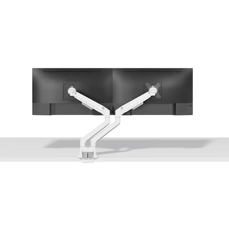 Brat dublu monitor neomounts ds70-250wh2; pentru display-uri cu diagonale 17"-32", sistem de prindere vesa 75x75~100x100, greutate maxima suportata 9 - per ecrankg, full motion, tilt +45°, swivel 90°, rotate 180°; gas spring; culoare argintiu. garantie 5 ,  Suporturi TV & Monitor | electropc.ro
