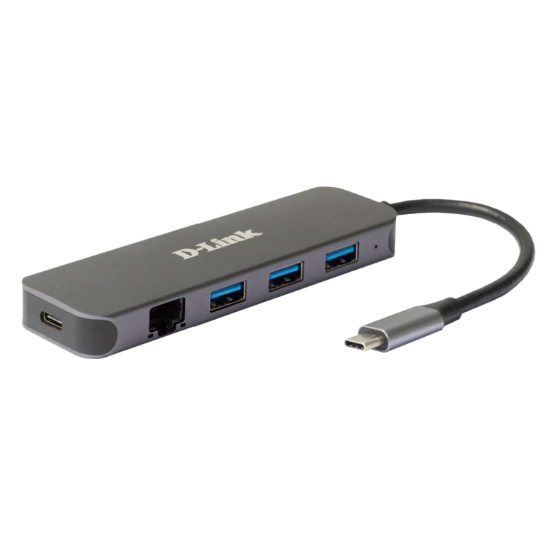 D-link dub-2334 5-in-1 usb-c hub with gigabit ethernet and power delivery, 1* usb-c connector, 1* gigabit ethernet, 3* usb type- aport (usb 3.0), 1* usb-c powerdelivery.,  Docking stations | electropc.ro
