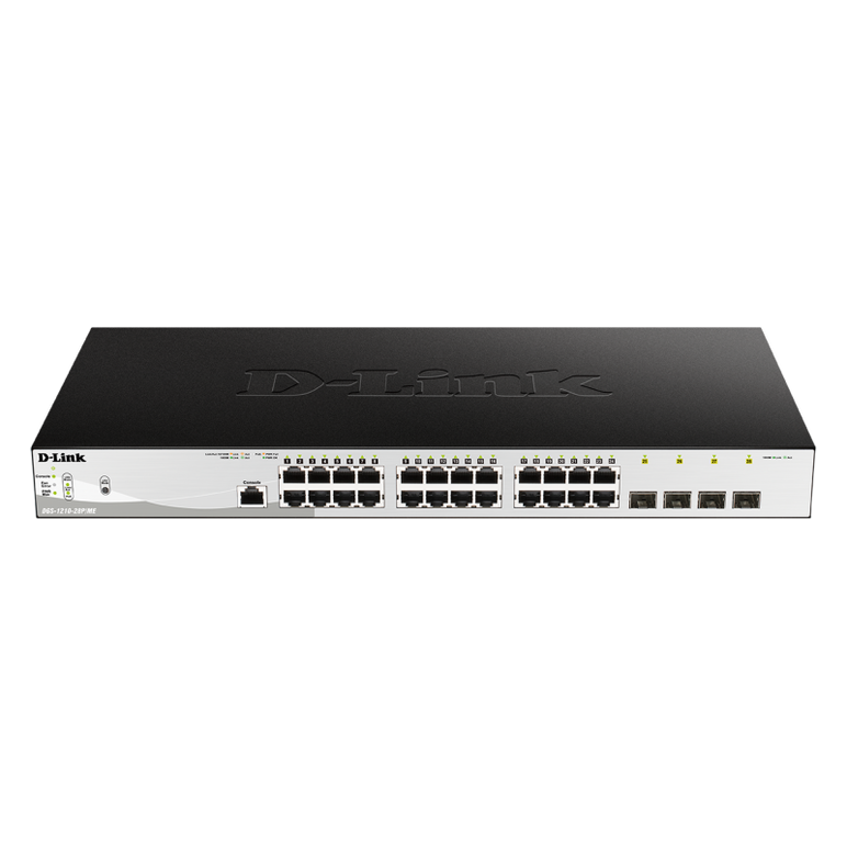 D-link switch dgs-1210-28p/me, 24 porturi gigabit poe base-t, 4 porturi sfp1000mbps, capacity 56gbps, 19" rackmount, websmart, 2*fan,  Switch-uri | electropc.ro
