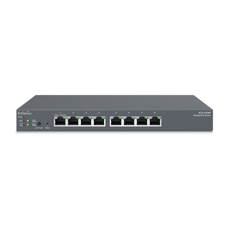 Engenius managed / stand-alone desktop 8-port 55w gbe  switch (poe) 8-port gbe poe.af 55w l2+ dt cloud management switch,  Switch-uri | electropc.ro