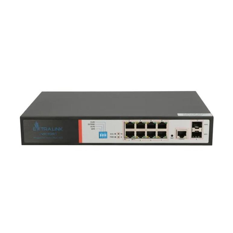 Extralink victor  poe switch  8x gigabit poe/poe+ 2x sfp 1x console port 150w managed,  Switch-uri | electropc.ro