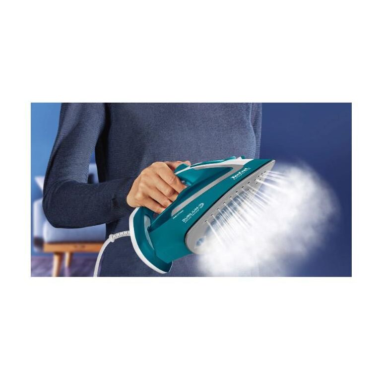 Fier de calcat tefal easygliss plus fv5737e0, 2500w, jet de abur 220g/min, abur variabil 0- 45g/min, rezervor apa 270ml, talpa durilium airglide, oprire automata, turcoaz,  Fiare de calcat | electropc.ro