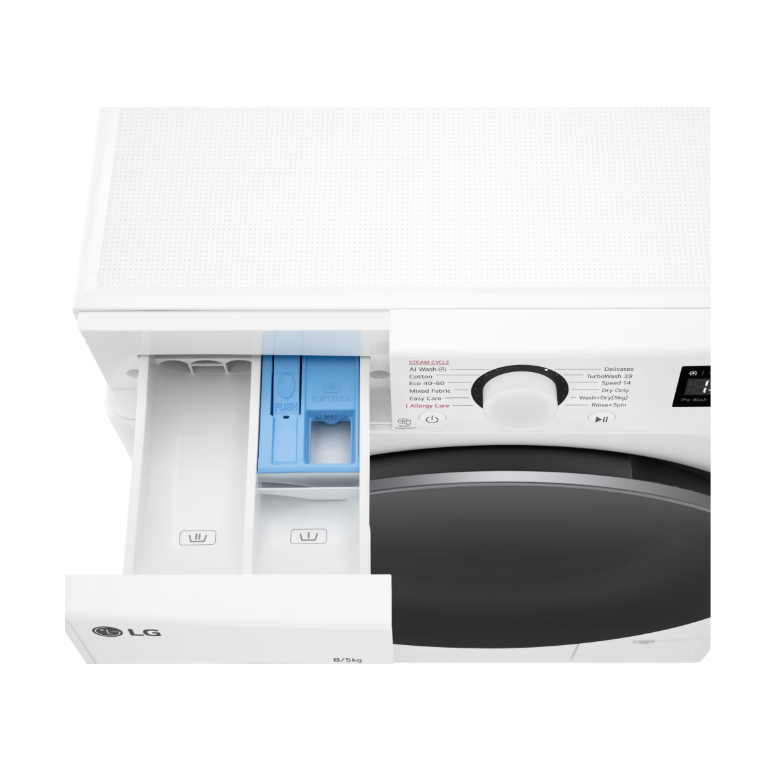 Masina de spalat rufe cu uscator lg f2dr508s1w, 8 kg spalare, 5 kg uscare, 1200 rpm, motor direct drive, clasa b, turbowash, alb,  Masini de spalat rufe cu uscator | electropc.ro