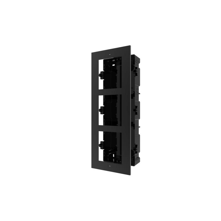 Panou frontal pentru 3 module videointerfon modular hikvision ds-kd- acf3; permite conectarea a 3 module de videointerfon modular; montareincastrata; material aluminiu, doza de plastic inclusa; dimensiuni:337.8mm x 124mm × 4mm; culoare: negru.,  Accesorii | electropc.ro