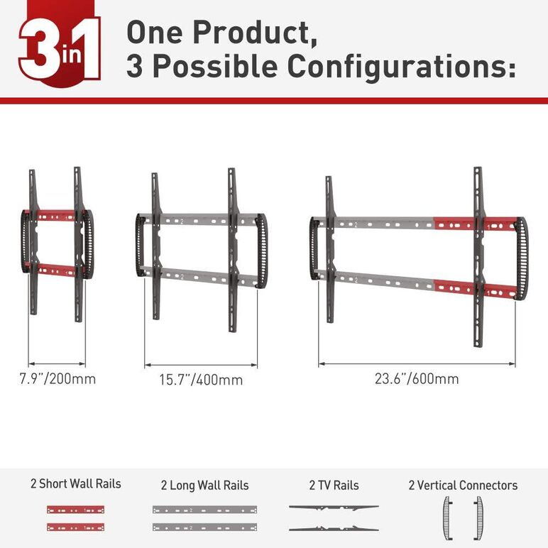 Suport tv de perete barkan, pentru ecrane de pana la 13" - 90", greutate maxima suportata 60kg, distanta fata de perete 80mm - 200mm, vesa max. 600x400 mm, negru,  Suporturi TV & Monitor | electropc.ro