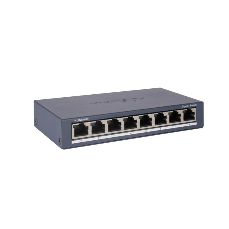 Switch hikvision ds-3e0508-o: 8 × gigabit rj45 port maxim 3w, tensiune alimentare: 5vdc, 0.6a, dimensiuni: 145.00 mm × 25.60 mm × 68.45 mm, greutate: 0.24kg, montare pe birou sau pe perete.,  Switch-uri | electropc.ro