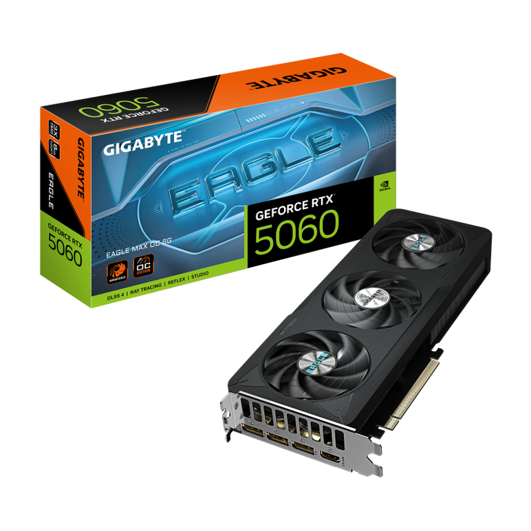 Placa video gigabyte geforce rtx 5060 eagle max oc 8gb gddr7 128 bit, pcie 5.0, 3x dp 1x hdmi,  Placi video | electropc.ro