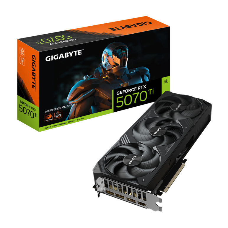 Placa video gigabyte geforce rtx 5070 ti windforce oc sff 16gb gddr7 256 bit, pcie 5.0, 3x dp 1x hdmi,  Placi video | electropc.ro