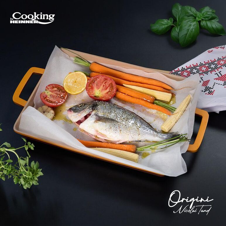 Tava gratar aluminiu turnat 36 x 26.4 x 4 cm, nicolai tand, origini, cooking by heinner,  Tavi copt | electropc.ro
