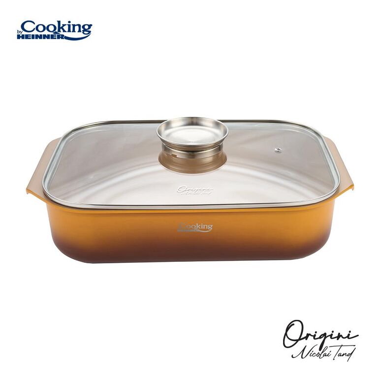 Tava inalta cuptor din aluminiu turnat + capac 39 x 26 x 8.5 cm,  6 l, nicolai tand, origini, cooking by heinner,  Tavi copt | electropc.ro