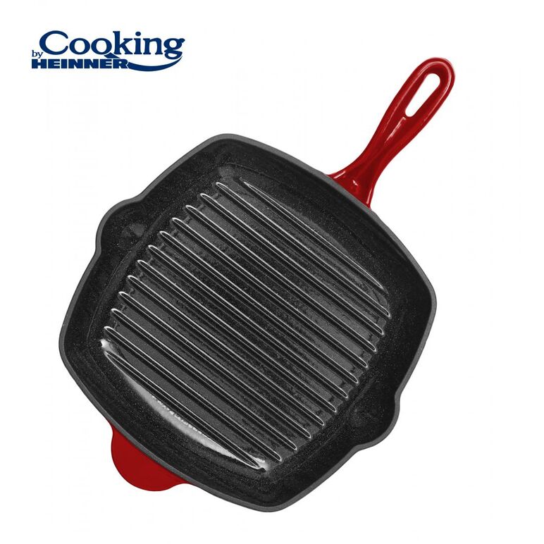 Tigaie grill fonta 26.5x4.5 cm, red line, cooking by heinner,  Tigai si seturi | electropc.ro