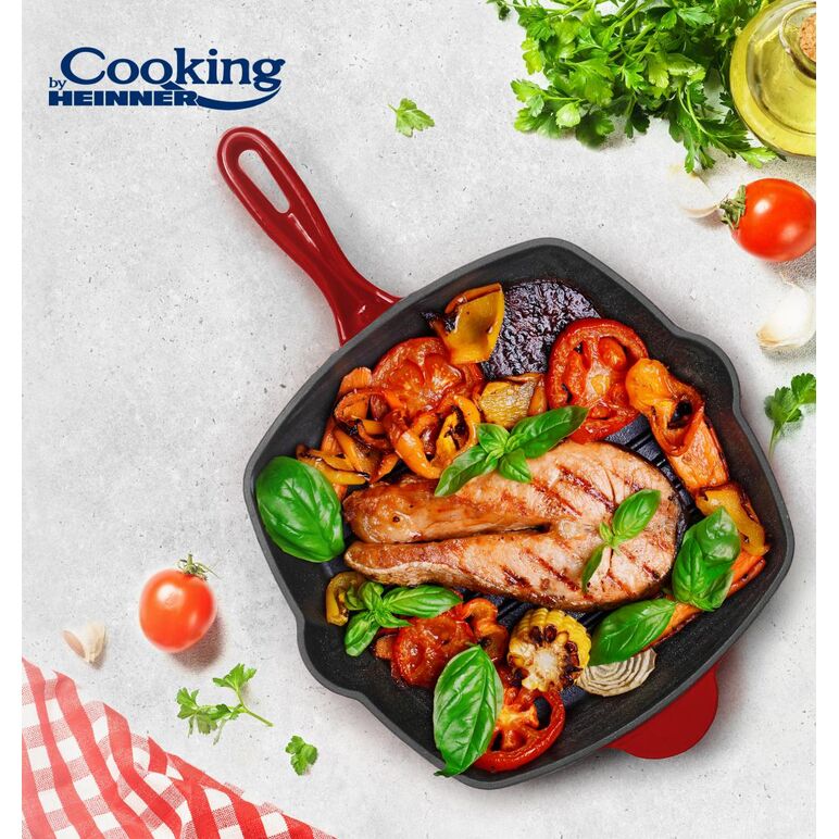 Tigaie grill fonta 26.5x4.5 cm, red line, cooking by heinner,  Tigai si seturi | electropc.ro