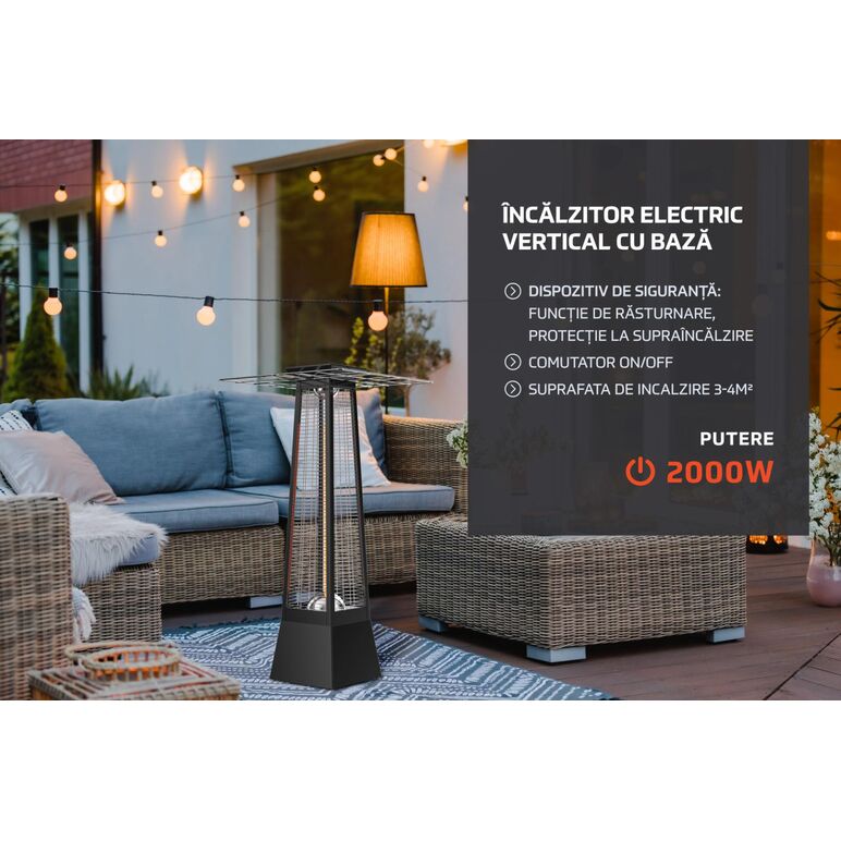 Heinner incalzitor electric vertical cu baza 1500w/ 2000w,  Incalzitoare terasa electrice | electropc.ro