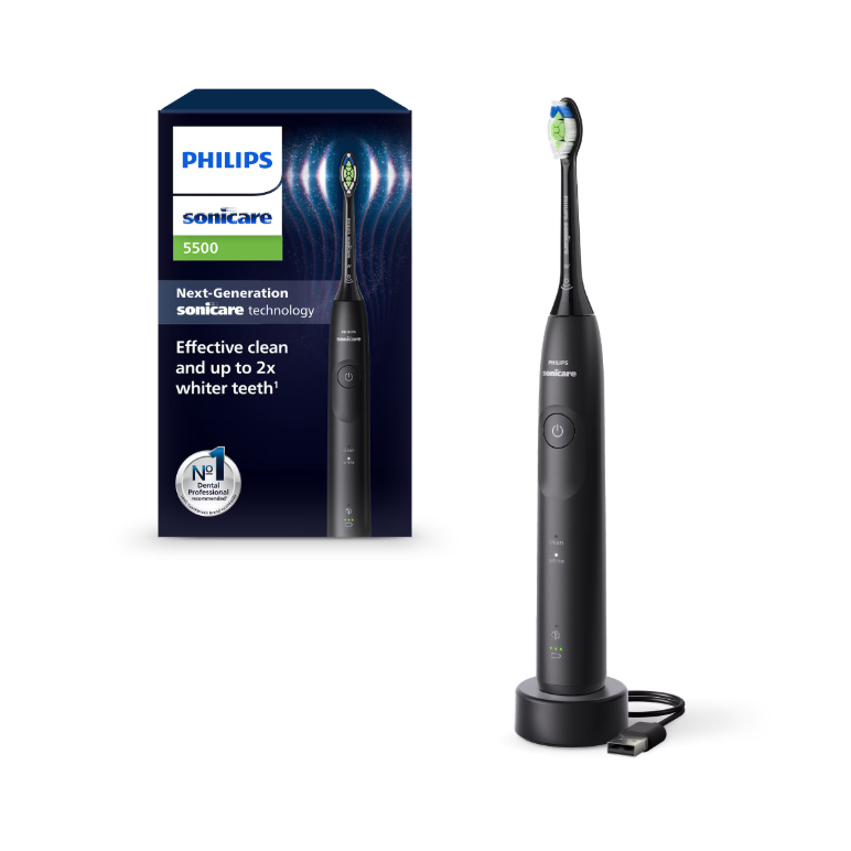 Periuta de dinti electrica philips sonicare hx7111/01, 62.000 miscari/minut, autonomie 21 zile, 2 moduri periere, senzor presiune integrat, functia brushsync, capat de periere otimal white, negru,  Periute electrice de dinti | electropc.ro