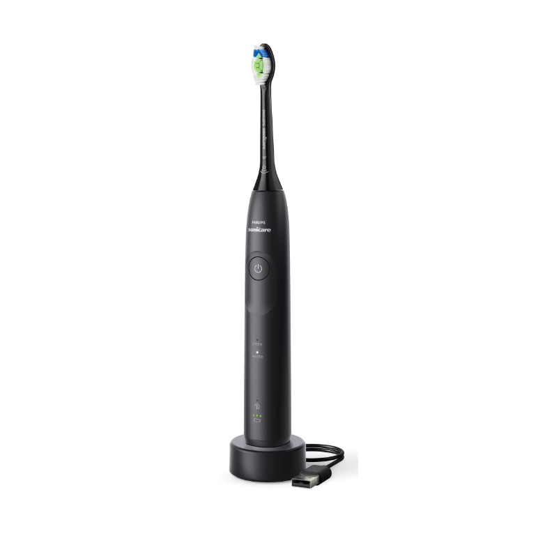 Periuta de dinti electrica philips sonicare hx7111/01, 62.000 miscari/minut, autonomie 21 zile, 2 moduri periere, senzor presiune integrat, functia brushsync, capat de periere otimal white, negru,  Periute electrice de dinti | electropc.ro