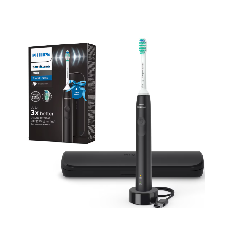 Periuta de dinti sonica electrica philips sonicare seria 3100 hx3673/14, 31000 miscari/minut, 1 mod de curatare, senzor presiune, functia brushsync, 1 cap de periere, negru, l x a x i (mm) 63x139x220,  Periute electrice de dinti | electropc.ro