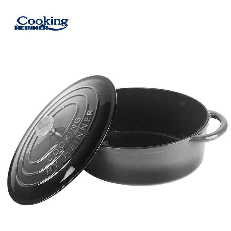 Semioala  fonta emailata ovala + capac 37x29x15 cm, 9l marble grey, cooking by heinner,  Tavi copt | electropc.ro