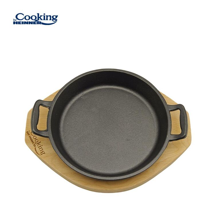 Tigaie servire fonta pura cu suport de lemn dia 20 cm, cooking by heinner,  Tigai si seturi | electropc.ro