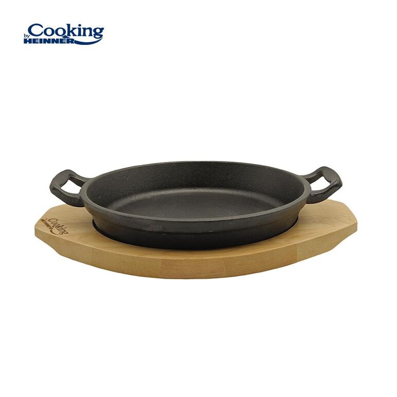 Tigaie servire fonta pura cu suport de lemn dia 20 cm, cooking by heinner,  Tigai si seturi | electropc.ro