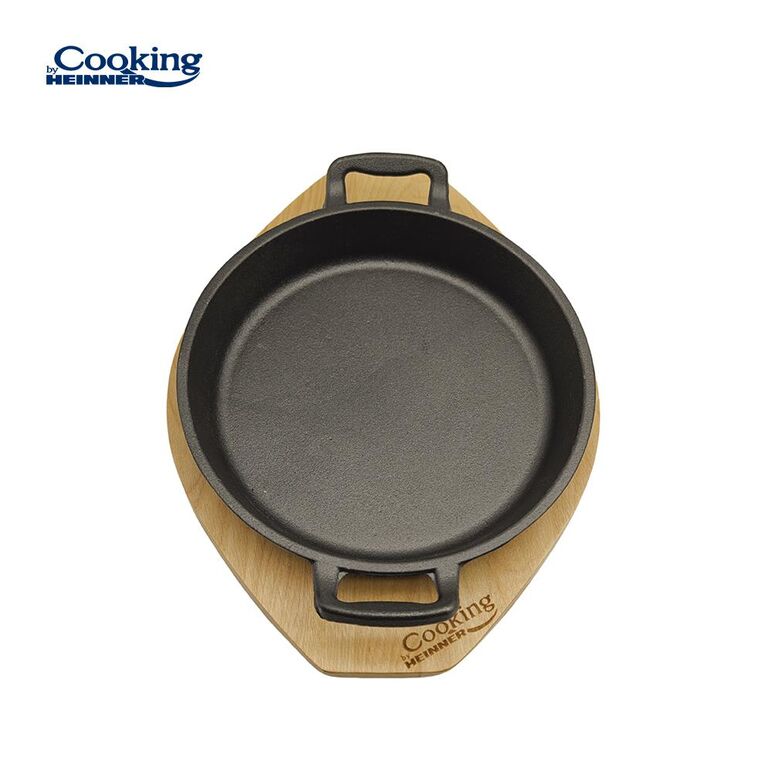 Tigaie servire fonta pura cu suport de lemn dia 20 cm, cooking by heinner,  Tigai si seturi | electropc.ro