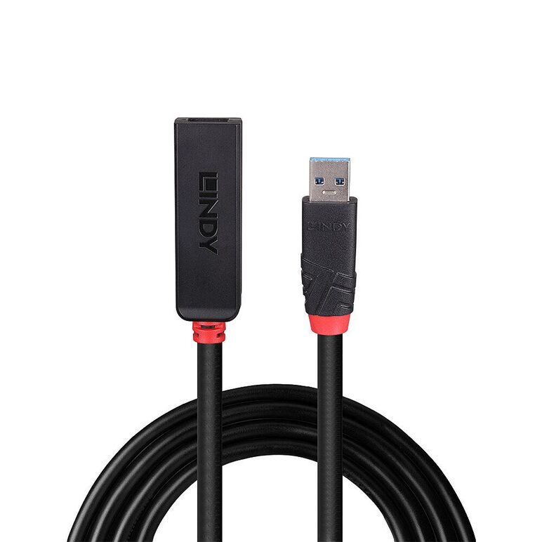 Adaptor lindy usb 3.0 active extension slim, material pvc, lungime cablu 10m, latime de banda suportata 5 gbps, putere 2.5/0.7mm dc connector,  Cabluri video | electropc.ro