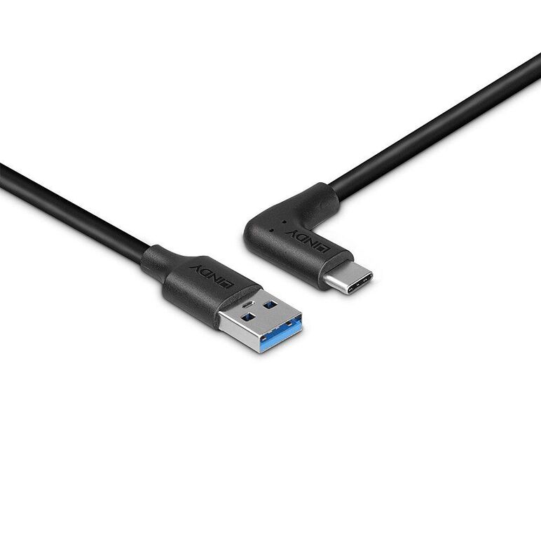 Cablu lindy 3.2 usb a la usb c, 90°, lunngime 1m, putere maxima 15w, latime de banda suportata  10gbps, negru,  Cabluri video | electropc.ro