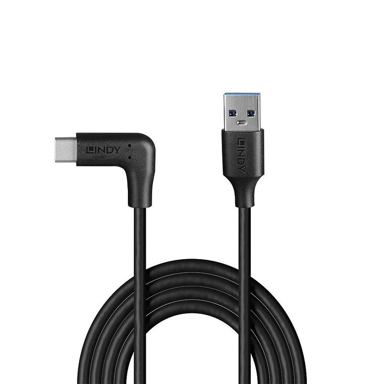 Cablu lindy 3.2 usb a la usb c, 90°, lunngime 1m, putere maxima 15w, latime de banda suportata  10gbps, negru,  Cabluri video | electropc.ro