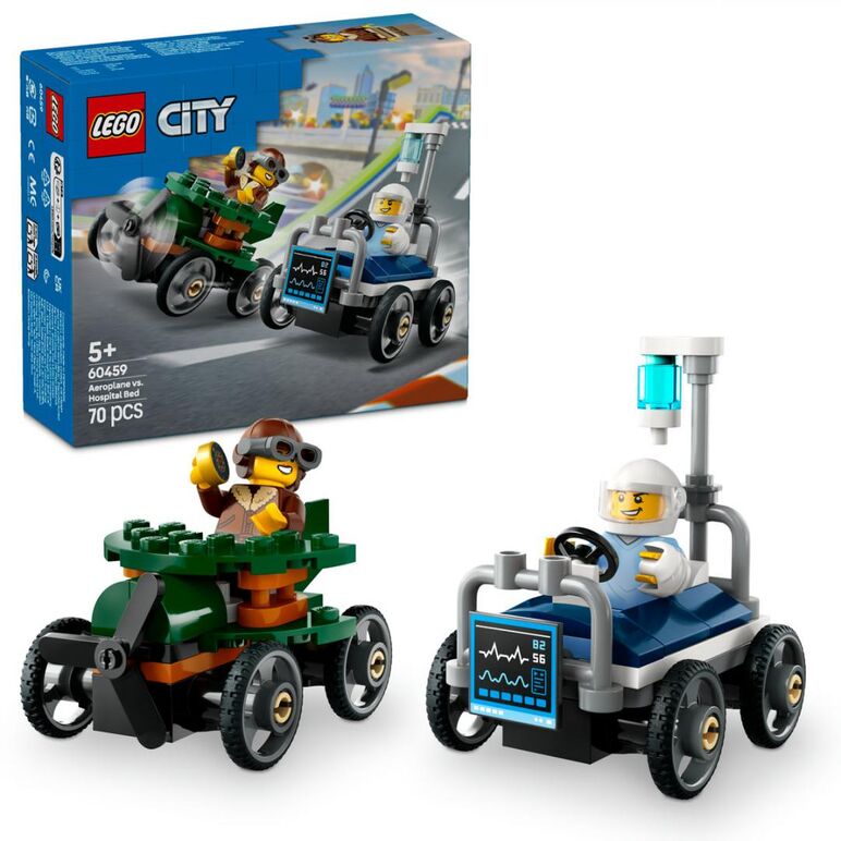 Pachet de curse avion vs. pat de spital, lego 60459,  Seturi de constructie | electropc.ro
