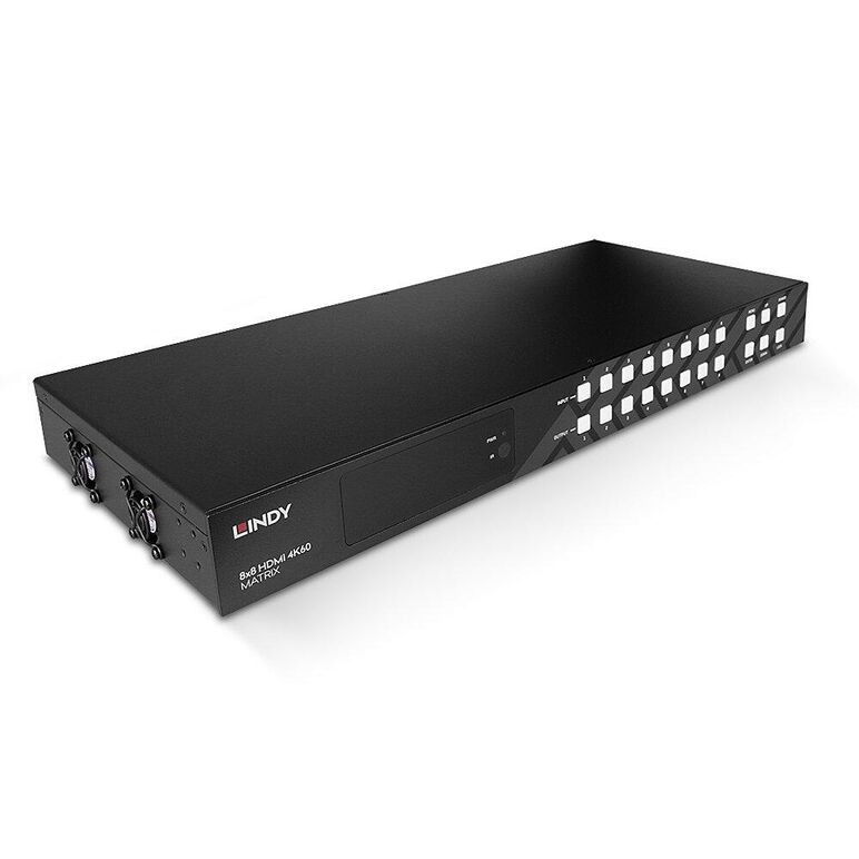 Switch lindy 8x8 hdmi 4k60 matrix, latime de banda suportata 18gbps, rezolutie maxima 3840x2160@60hz rgb 8bit, led / lcd display: oled, negru,  Switch-uri audio-video | electropc.ro