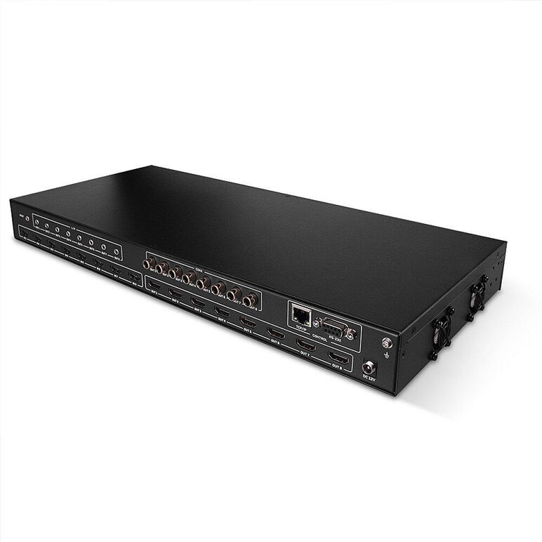 Switch lindy 8x8 hdmi 4k60 matrix, latime de banda suportata 18gbps, rezolutie maxima 3840x2160@60hz rgb 8bit, led / lcd display: oled, negru,  Switch-uri audio-video | electropc.ro