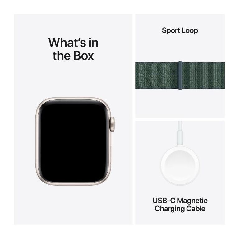 Apple watch se gps + cellular 44mm starlight aluminium case with lake green sport loop,  SmartWatch-uri | electropc.ro