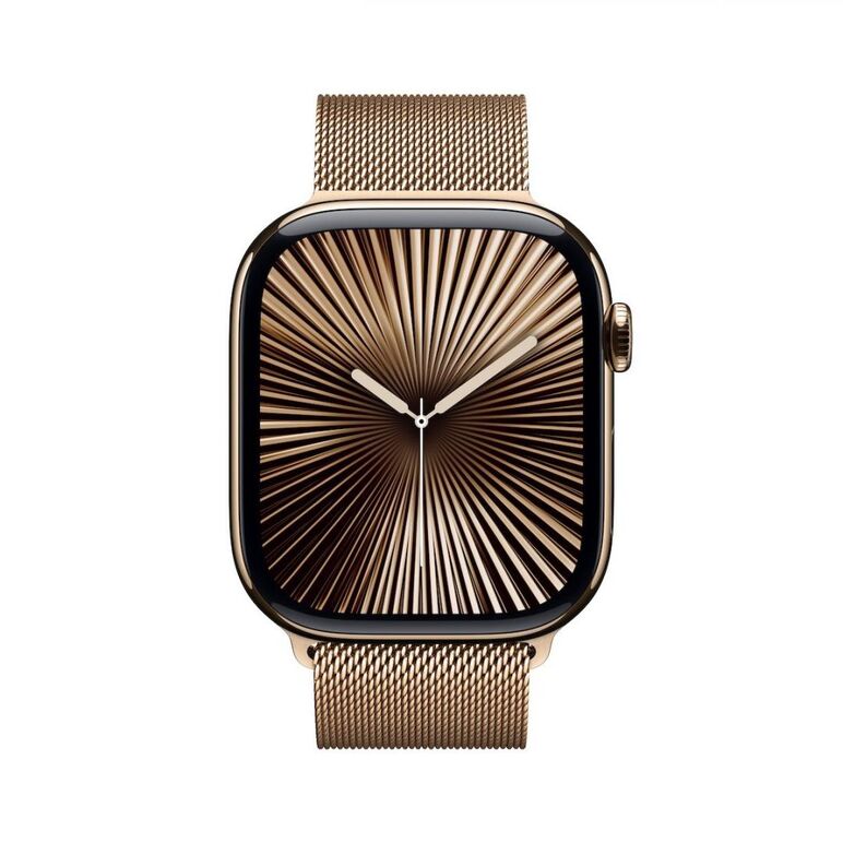 Apple watch series 10 gps + cellular 42mm gold titanium case with gold milanese loop,  SmartWatch-uri | electropc.ro