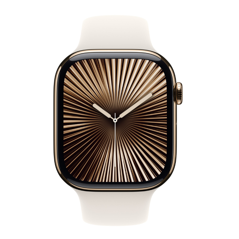 Apple watch series 10 gps + cellular 46mm gold titanium case with starlight sport band - m/l,  SmartWatch-uri | electropc.ro