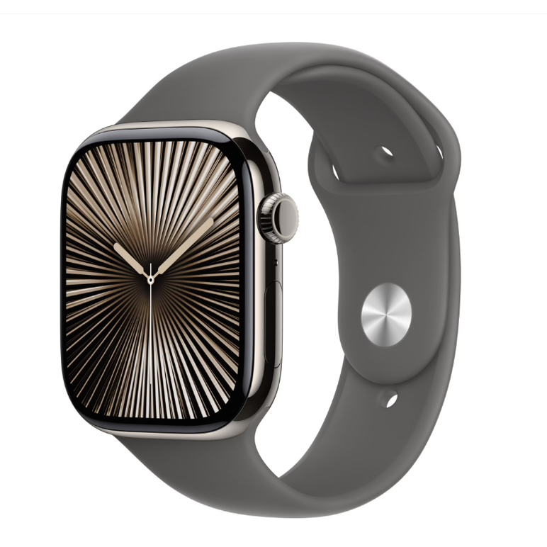 Apple watch series 10 gps + cellular 46mm natural titanium case with stone grey sport band - s/m,  SmartWatch-uri | electropc.ro