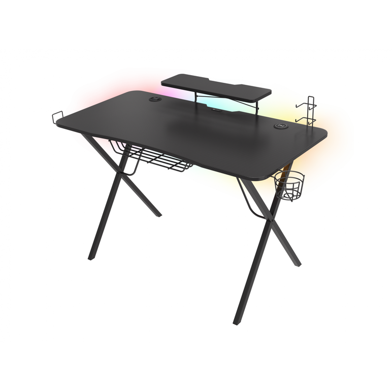 Birou gaming genesis holm 300, mdf, suporta pana la 60kg, iluminare rgb, negru,  Birouri gaming | electropc.ro