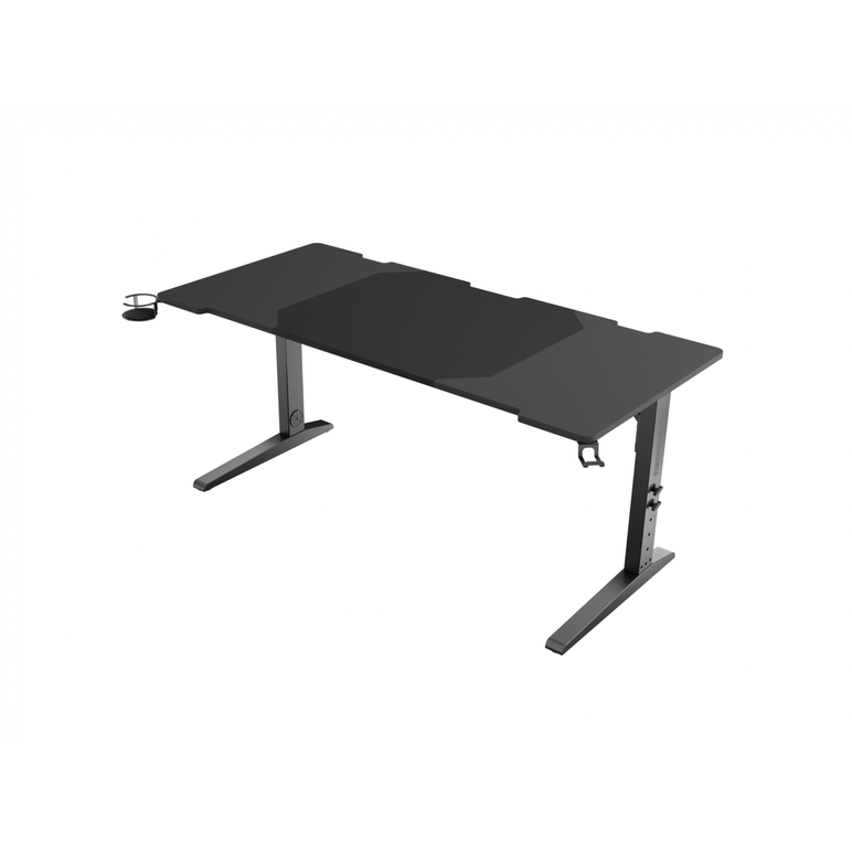 Birou gaming genesis holm modular 160, material lemn/metal, reglabil pe inaltime 70 - 90 cm, iluminare rgb, management cabluri, negru,  Birouri gaming | electropc.ro