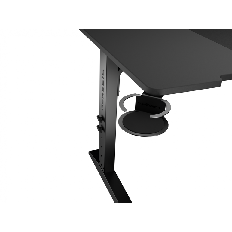 Birou gaming genesis holm modular 160, material lemn/metal, reglabil pe inaltime 70 - 90 cm, iluminare rgb, management cabluri, negru,  Birouri gaming | electropc.ro